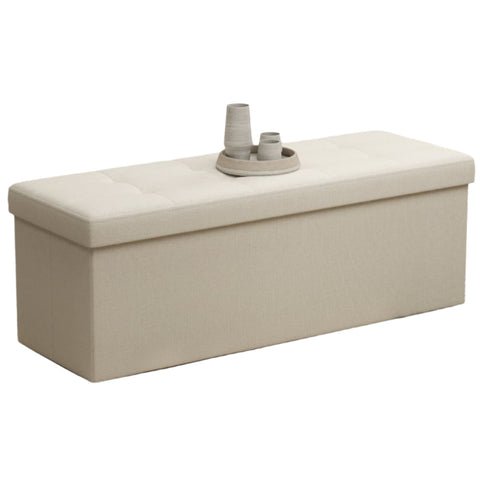 Rootz Seat Chest Storage Bench - Upholstered Storage Ottoman - Linen Bench - Holds 300kg - 38 x 110 x 38 cm