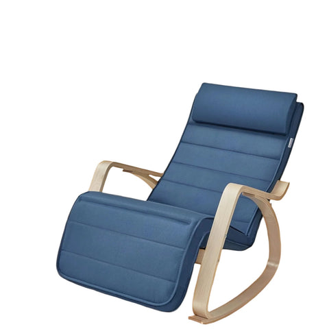 Rootz Swing Chair with Adjustable Footrest - Rocking Armchair - Birch Wood Relax Chair - 121.5cm x 67cm x 84cm