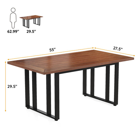 Rootz Kitchen Dining Room Table - Dining Table - Workspace Table - Rustic Finish - Easy Assembly - 69.85 cm D x 139.70 cm W x 74.93 cm H