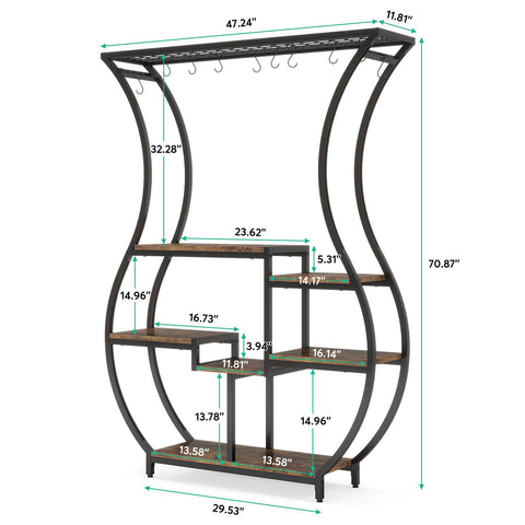 Rootz Indoor Plant Shelf - Plant Stand - Display Rack - Durable & Spacious 6-Tier Design - 120.00 cm W x 30.00 cm D x 180.00 cm H
