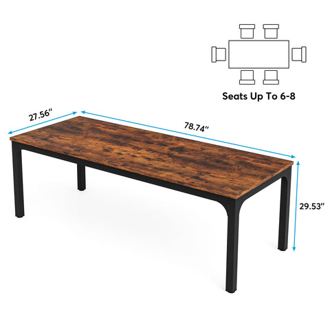 Rootz Dining Table - Rectangular Table - Versatile Dining Desk - Ample Legroom - 200 cm Width x 70 cm Depth x 75 cm Height
