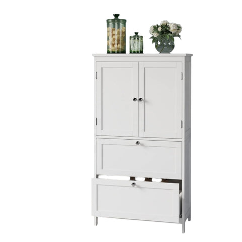 Rootz Bathroom Cabinet - Kitchen Cupboard - Storage Unit - MDF Classic Design - 30 x 60 x 110 cm