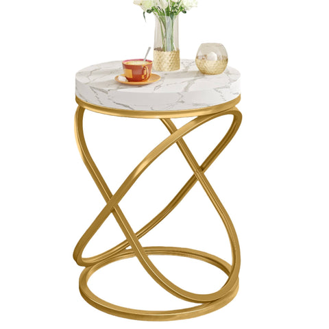 Rootz Nightstand - Bedside Table - Sofa Table - Faux Marble Top - 50 cm L x 50 cm W x 66 cm H