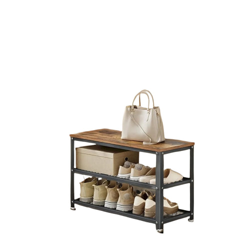 Rootz Shoe Bench - Shoe Shelf - Lattice Shoe Organizer - Space-Saving Design - 73cm x 45cm x 30cm