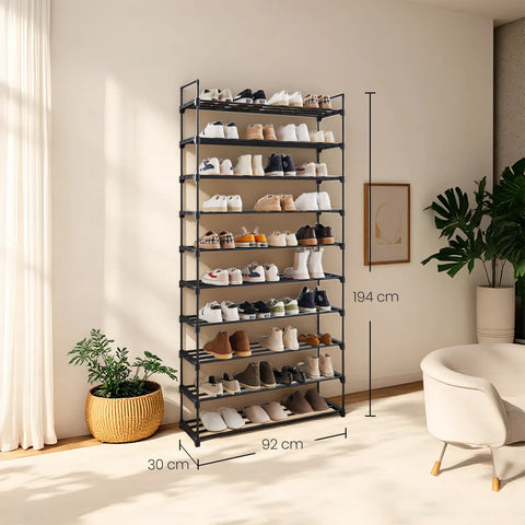 Rootz Shoe Shelf - Shoe Rack - Shoe Organizer - Adjustable Design - 92cm x 30cm x 194cm