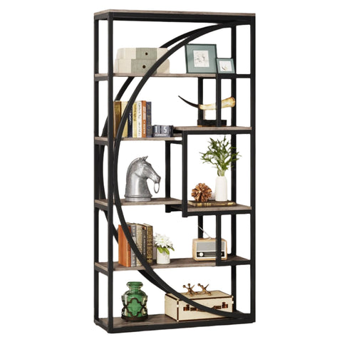 Rootz 6-Tier Bookcase - Bookshelf - Display Case - Durable & Sturdy - 70cm W x 30cm D x 179.8cm H