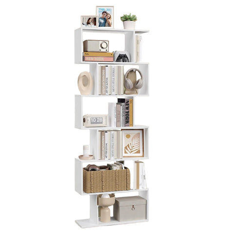 Rootz 6-Tier Bookcase - Bookshelves - Room Divider - Space-Saving Storage - 70 x 24 x 190.5 cm