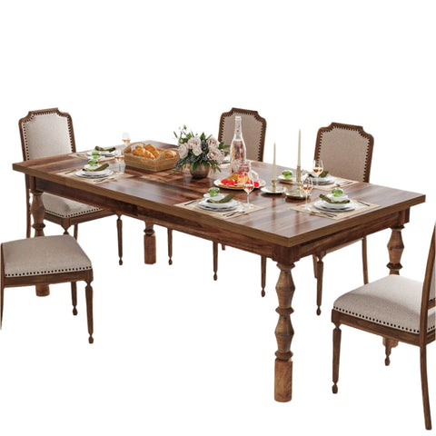 Rootz Farmhouse Dining Table - Elegant Table - Rectangular Table - Ample Seating for 4-6 - 158 cm Width x 78cm Depth x 75 Height
