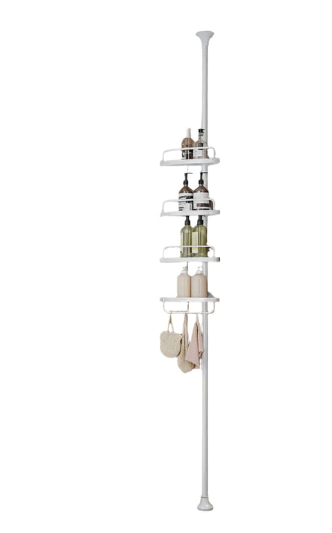 Rootz Telescopic Shower Shelf - Bathroom Organizer - No-Drill Storage - Adjustable Height - 85cm to 305cm - Steel & PP - 25cm x 25cm x 35cm