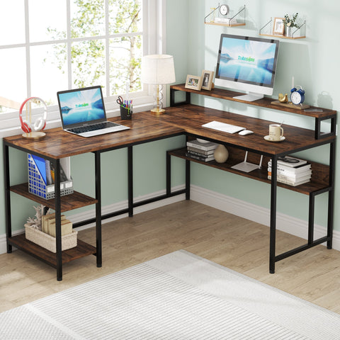 Rootz L-Shaped Desk - Space-Saving - Reversible Design - Ample Storage - 150 cm L x 120 cm W x 75 cm H