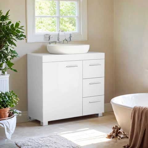 Rootz Sink Cabinet - Bathroom Cabinet - Vanity Unit - 3 Large Drawers - Maximizes Storage - 30 x 70 x 64 cm