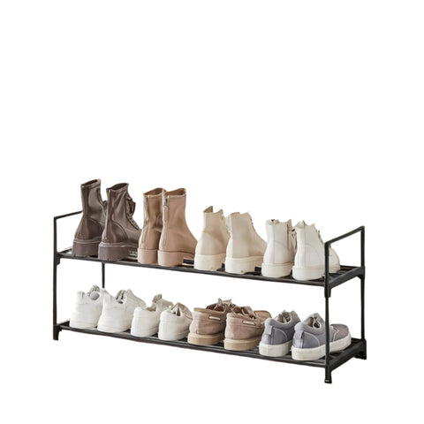 Rootz 2 Level Shoe Shelf - Metal Shoe Stand - Shoe Storage - Easy Assembly - 92cm x 30cm x 33cm