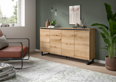 Rootz Sideboard - Storage Cabinet - Buffet Unit - Ample Storage - 160x84x36cm Brown and Black