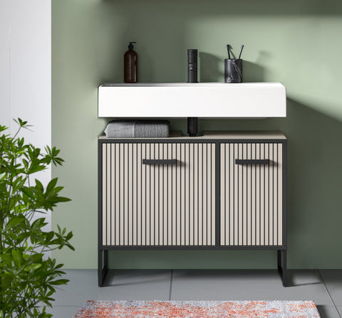 Rootz Vanity Unit - Bathroom Cabinet - Storage Furniture - Easy-Care Surface - 80x63x36 cm - Grey