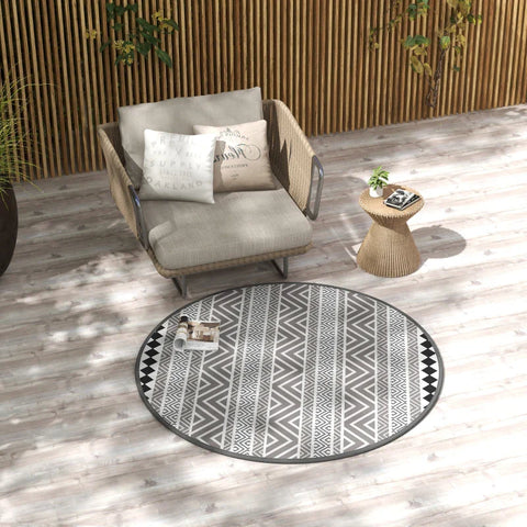 Rootz Outdoor Rug - Patio Rug - Weather Resistant - Modern Design - Non-woven Fabric -  Black + White - 365cm x 274cm x 0.3cm