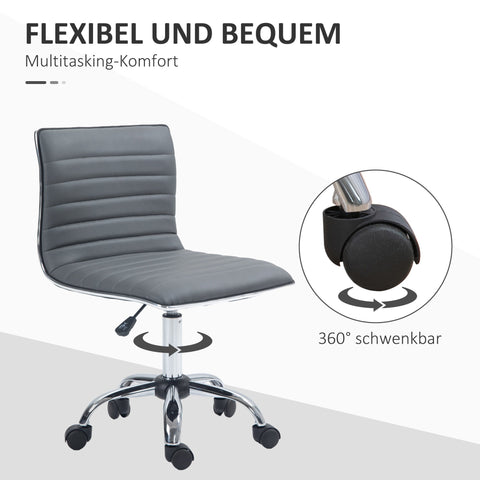 Rootz Swivel Chair - Office Chair - Salon Seat - Height Adjustable 43-55 cm - Faux Leather Comfort - 48L x 52W x 78-90H cm