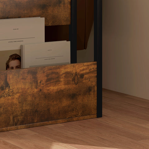 Rootz Side Table Bedside Table - Rustic Brown Table - Industrial Style Table - Adjustable Feet - 46cm x 18cm x 58.5cm