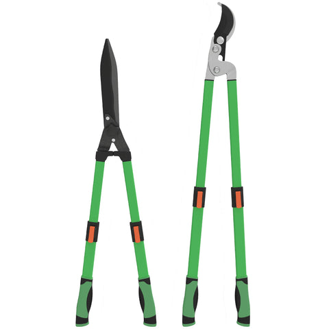 Rootz Hedge Trimmer Set - Garden Scissors - Pruning Shears - Rust-Resistant - 63.5cm x 23cm x 9.5cm - Telescopic Handles