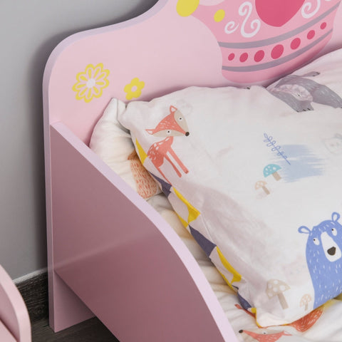 Rootz Children’s Princess Bed - Kids Pink Bed - Toddler Bed - Safe & Sturdy - 143cm x 73cm x 60cm