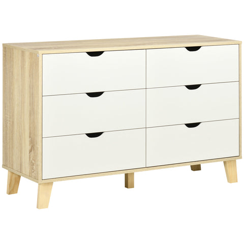 Rootz Scandinavian Chest of Drawers - Storage Furniture - 6 Drawer Dresser - Elegant Design - 120b x 40t x 76h cm