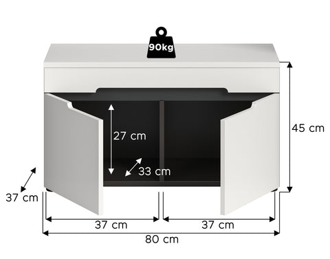 Rootz White Imitation Leather Bench - Entryway Seating - Shoe Storage - Durable Design - 80cm x 45cm x 37cm