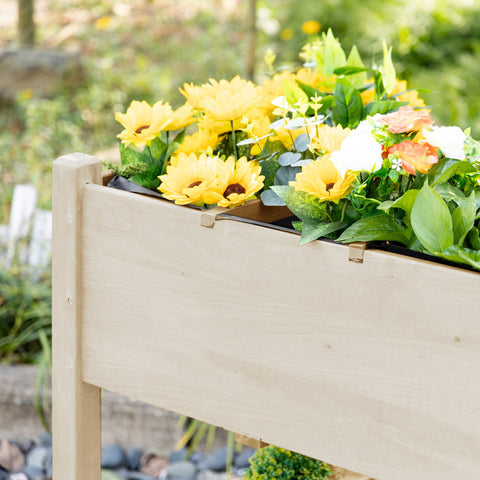 Rootz Elevated Planter Bed on Rolls - Shelf - Foldable Table - No Bending, Easy Garden Move - 123cm x 54cm x 87cm