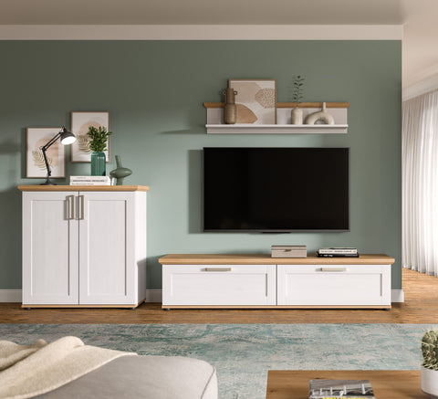 Rootz Living Room Set - Furniture Combination - Country House Look - Stylish Organization - 260x151x40cm