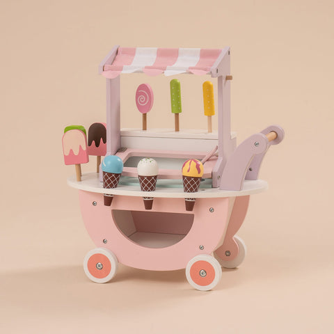 Rootz Wooden Ice Cream Cart Toys for Kids - Pretend Play - Educational Toy - Fun & Safe - 30cm x 20cm x 15cm