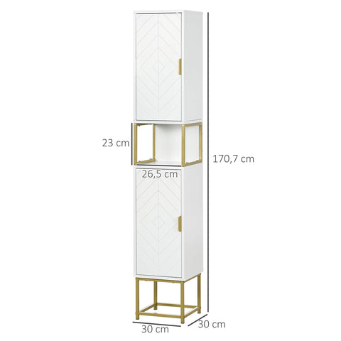 Rootz Bathroom Cabinet - Storage Unit - Organizer Shelf - Space-Saving Design - 30x30x170.7cm