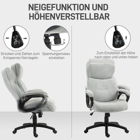 Rootz Ergonomic Office Chair - Desk Chair - Swivel Chair - Height Adjustable Comfort - 66cm x 77cm x 106.5-115.5cm - Grey