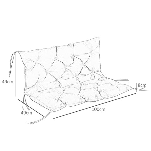 Rootz 3 Seated Bank Cover - Bench Pad - Garden Furniture Cushion - Enhances Comfort - 100x98x8cm - Black Polyester Foam