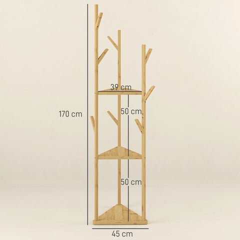 Rootz Bamboo Clothes Rack - Wardrobe Stand - Coat Hanger - Space-Saving Design - 45cm x 45cm x 170cm