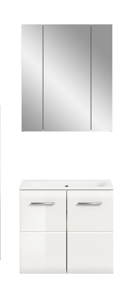 Rootz 3 Piece Bathroom Set - Vanity & Sink - Mirror Cabinet - Space-Saving Design - 60x185x46cm
