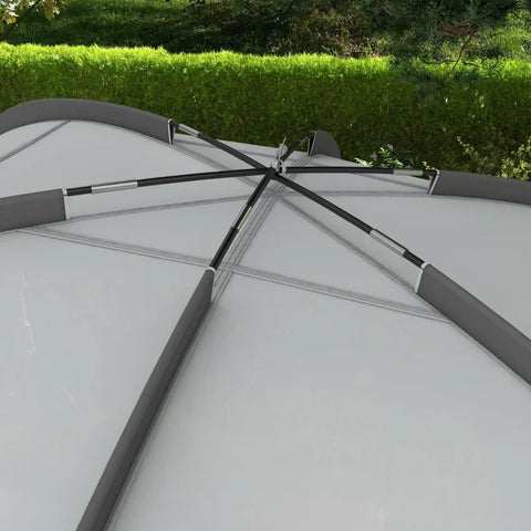 Rootz Car Awning - Vehicle Canopy - Weather Resistant - Truck Awning - Support Pole - Ground Spikes - Two Side Awnings - Polyester Taffeta-fiberglass-steel - Light Gray - 300L x 262W x 230-260H cm