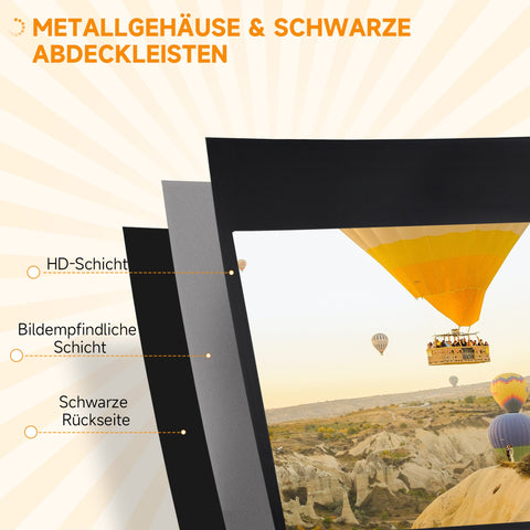 Rootz Projector Canvas with Tripod - Roller Blind Screen - Movie Screen - 4K HD Viewing - 186cm x 105cm x 84 inches