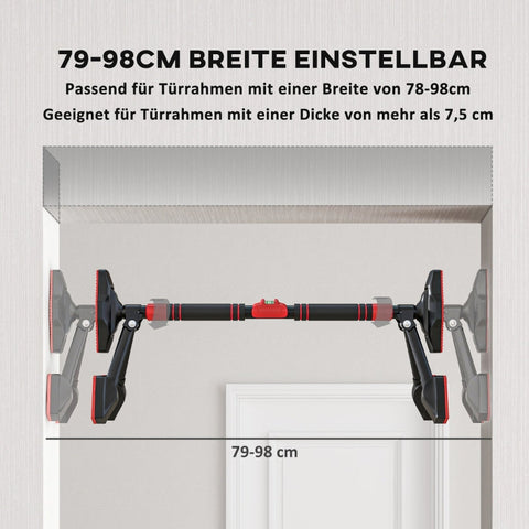 Rootz Adjustable Pull-Up Bar - Door Frame Bar - Home Gym Equipment - Spirit Level Indicator - 79-98cm x 7.5cm x 15cm