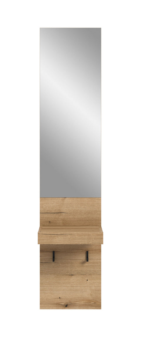 Rootz Wardrobe/Mirror Panel - Coat Rack - Wall Mount Entryway Storage - Easy Installation - 35 x 160 x 37 cm -  Brown Replica