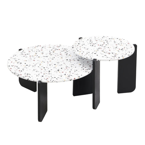 Rootz Modern Set of 2 Coffee Tables - Stylish Tables - Artistic Pattern Tables - Durable MDF - 70cm x 70cm x 35cm & 50cm x 50cm x 45.5cm