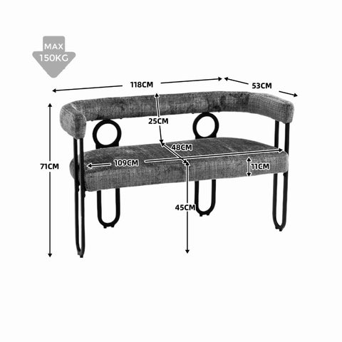 Rootz Double Sofa Modern Design - Chenille Seating - Pink Couch - High-Density Foam Comfort - 118L x 53W x 71H cm