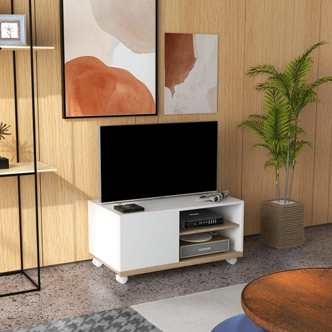 Rootz TV Furniture on Rolls - Mobile TV Stand - Rolling TV Unit - Compact & Stylish - 80L x 45W x 39.5H cm