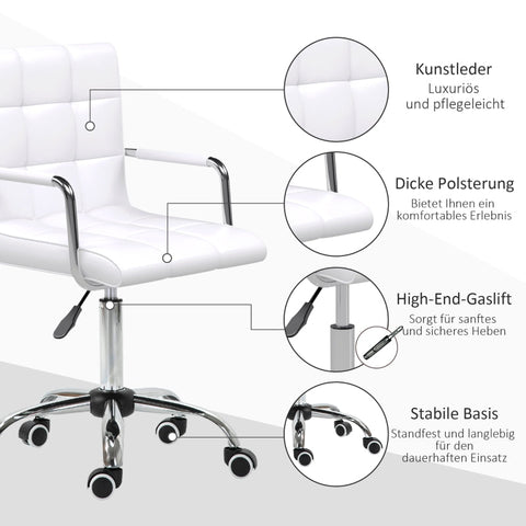 Rootz Office Chair - Swivel Chair - Ergonomic Chair - Height Adjustable - Ultimate Comfort - Durable and Sturdy - 52.5cm x 54cm x 84-99cm - White