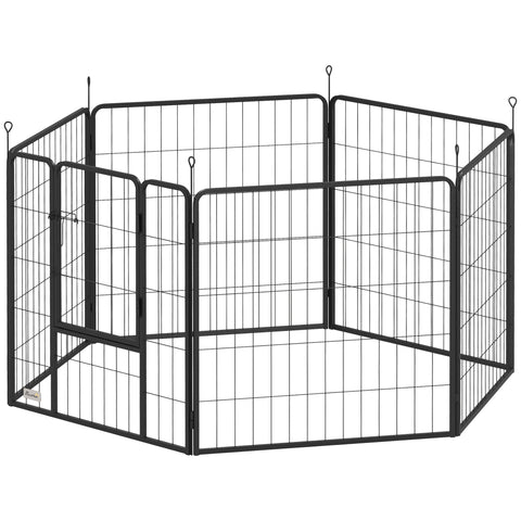 Rootz Dog Fence - Pet Enclosure - 6 Panel Playpen - Foldable & Durable Steel - Rectangle 160x80x80cm - Ideal for Puppies & Medium Dogs