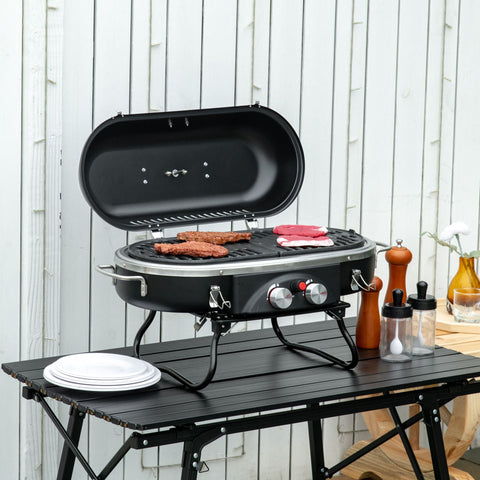 Rootz Portable Gas Grill - Foldable BBQ - Garden Grill - Compact & Easy Cleaning - 66cm x 34.5cm x 37cm