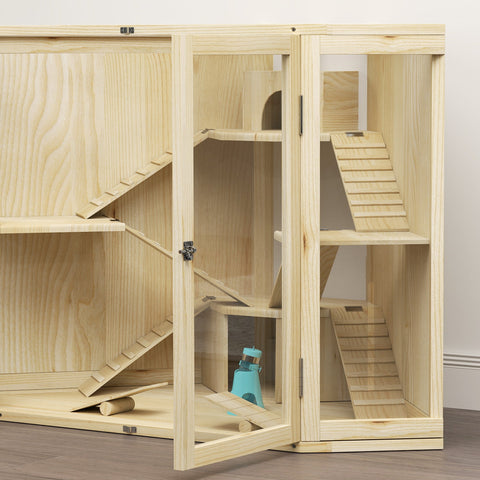 Rootz 4 Tier Hamster Cage - Small Animal House - Wooden Habitat - Spacious Design - 115 x 69.5 x 79 cm