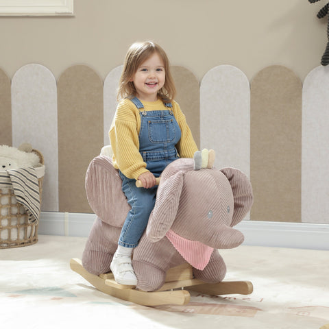 Rootz Rocking Animal Elephant Swing - Interactive Sound Toy - Plush Rocker - Toddler Ride-On - Secure & Safe - 65 x 35 x 50 cm - Brown