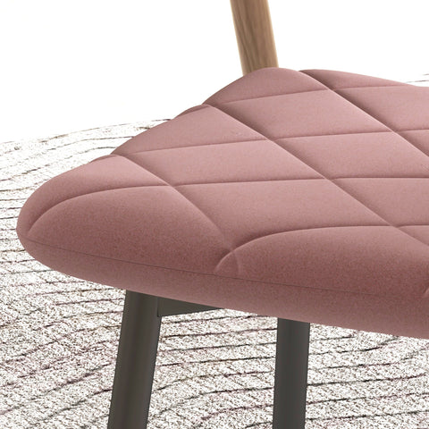 Rootz 4 Piece Set Dining Chairs - Kitchen Chairs - Velvet Look Armchairs - Maximum Comfort - 45 x 54 x 87 cm - Pink