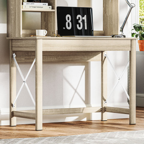 Rootz Desk with Storage - Bookshelf - Wooden Desk - Optimal Organization - 105cm x 50cm x 137.5cm