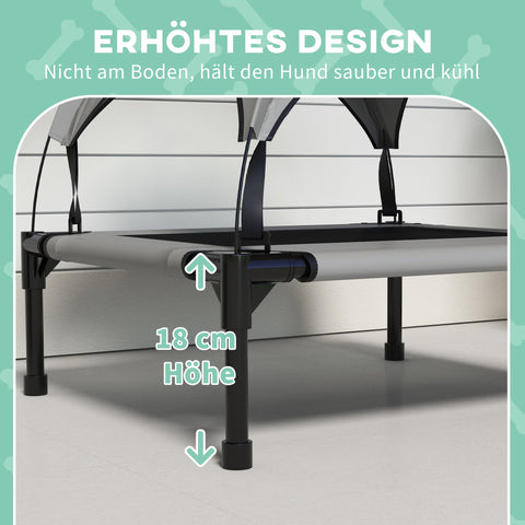 Rootz Dog Bed with Roof - Pet Shelter - Elevated Pet Bed - Water-Repellent Roof, Breathable - 76 x 61 x 69.5 cm - Supports Up to 20 kg