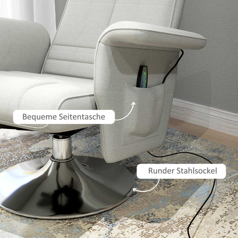 Rootz Massage Chair with Stool - Recliner - Relaxation Chair - 8-Point Vibration - 78cm x 95cm x 88cm