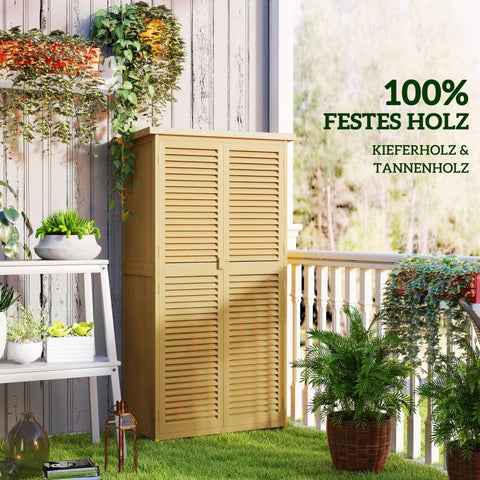 Rootz Garden Cabinet - Tool Shed - Outdoor Storage - Weatherproof - 87cm x 46.5cm x 160cm - Pine Wood - Bitumen Roof
